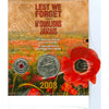 2008 Canada Lest We Forget 25 Cent Coin Set Colorized Poppy & Oversized Coin