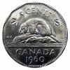 1960 Canadian Nickel 5 Cents Five Cents Beaver Coin BU