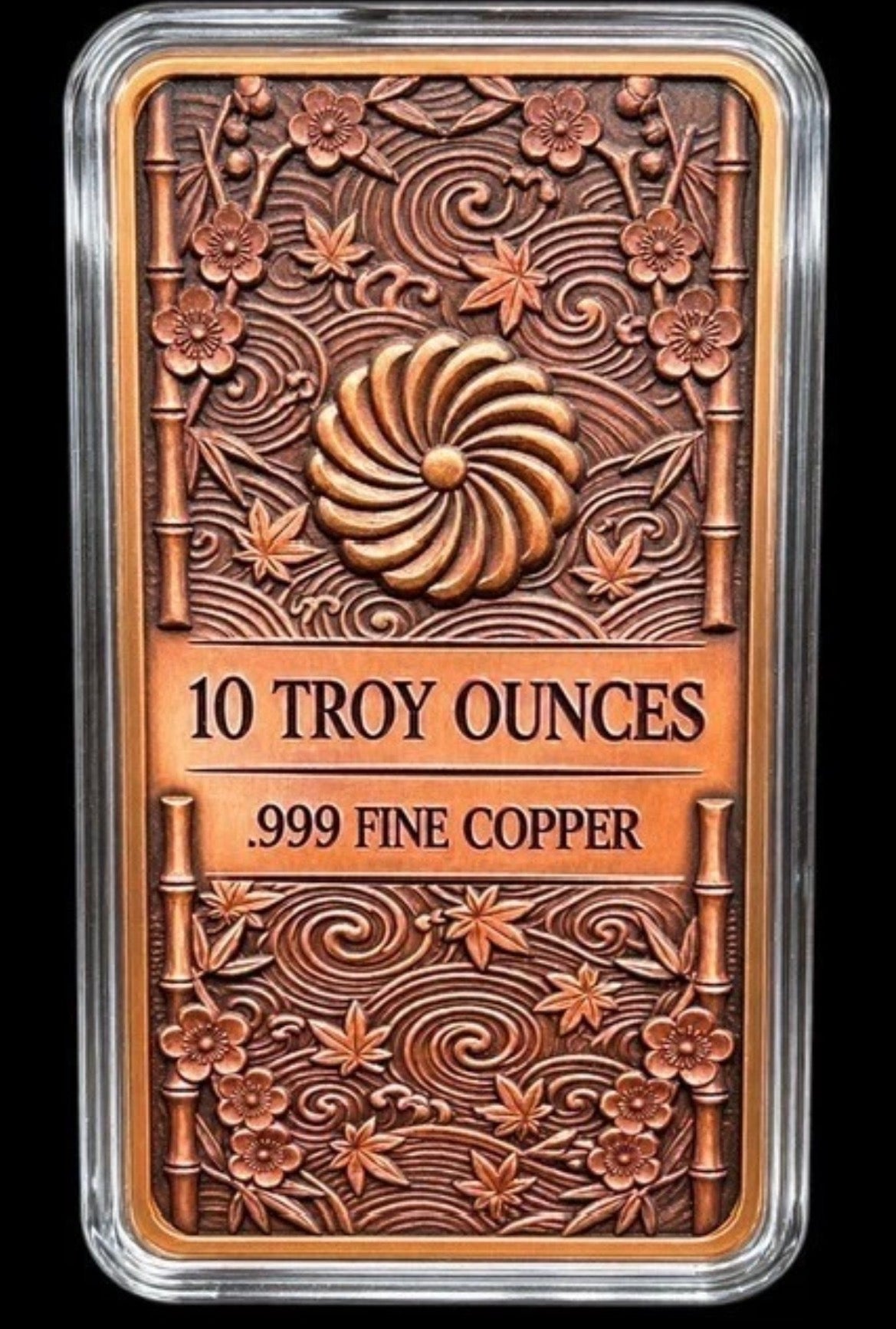 10 oz .999 Copper Cherry Blossom Imperial Sakura Bar Capsule Pouch