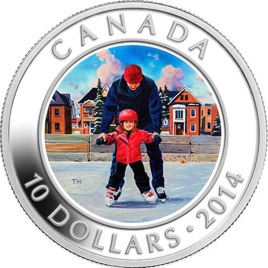 2014 Canada $10 Learning to Skate .9999 Silver Coloured Proof Coin
