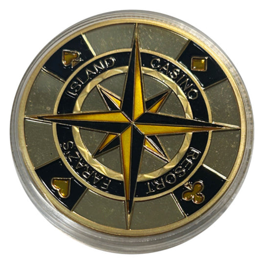 Lucky Copper Coin Casino Compass in Plastic Capsule