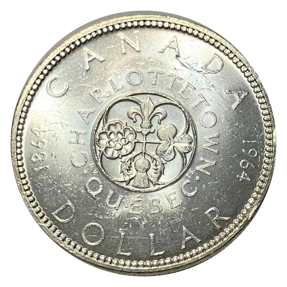 1964 Canadian Silver Dollar Coin  No Dot MS60