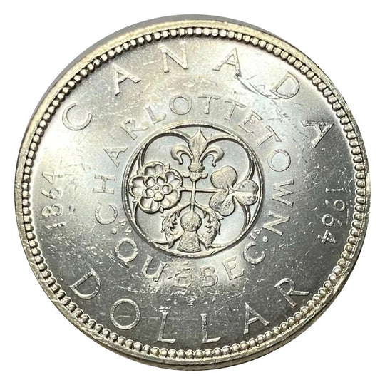 1964 Canadian Silver Dollar Coin  No Dot MS60