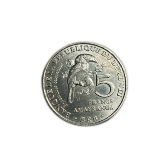 2014 Burundi 5 Francs Coin Trumpeter Hornbill Bird Coin UNC