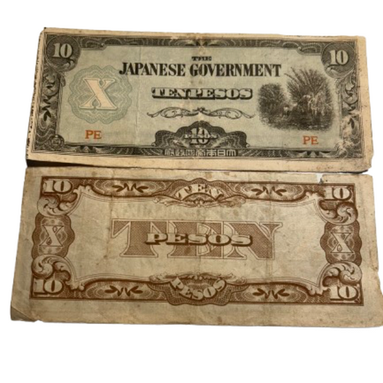 Philippines 10 Pesos 1942(ND) P-108 Japanese Government WWII Occupation Banknote VF
