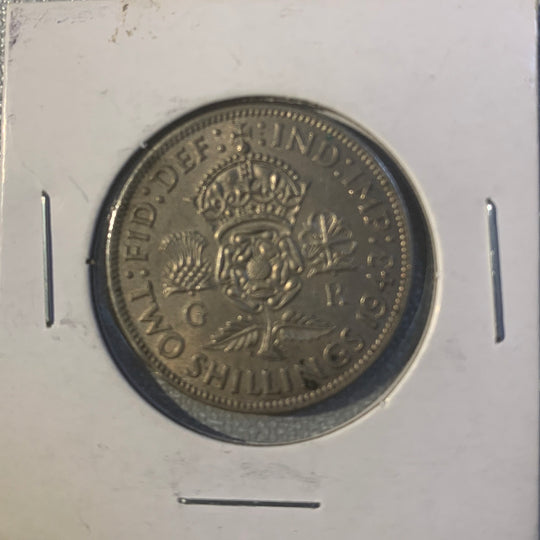 1943 Grande-Bretagne 2 Shillings Belle pièce d'argent de haute qualité