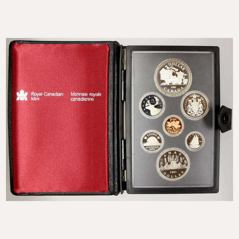 1981 Canada Double Dollar Proof Set 7 Coins Railway Silver RCM OGP