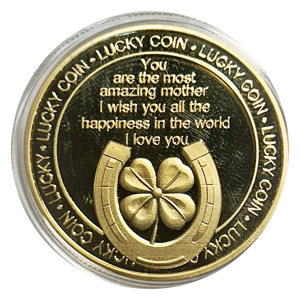 Lucky Coin Four Leaf Clover Mother Gift  in Protective Plastic Capsule