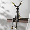 Luxury Brass Rabbit Shelf Decor Set – Modern Nordic Sitting Bunny Figurines for Living Room Office & Entryway