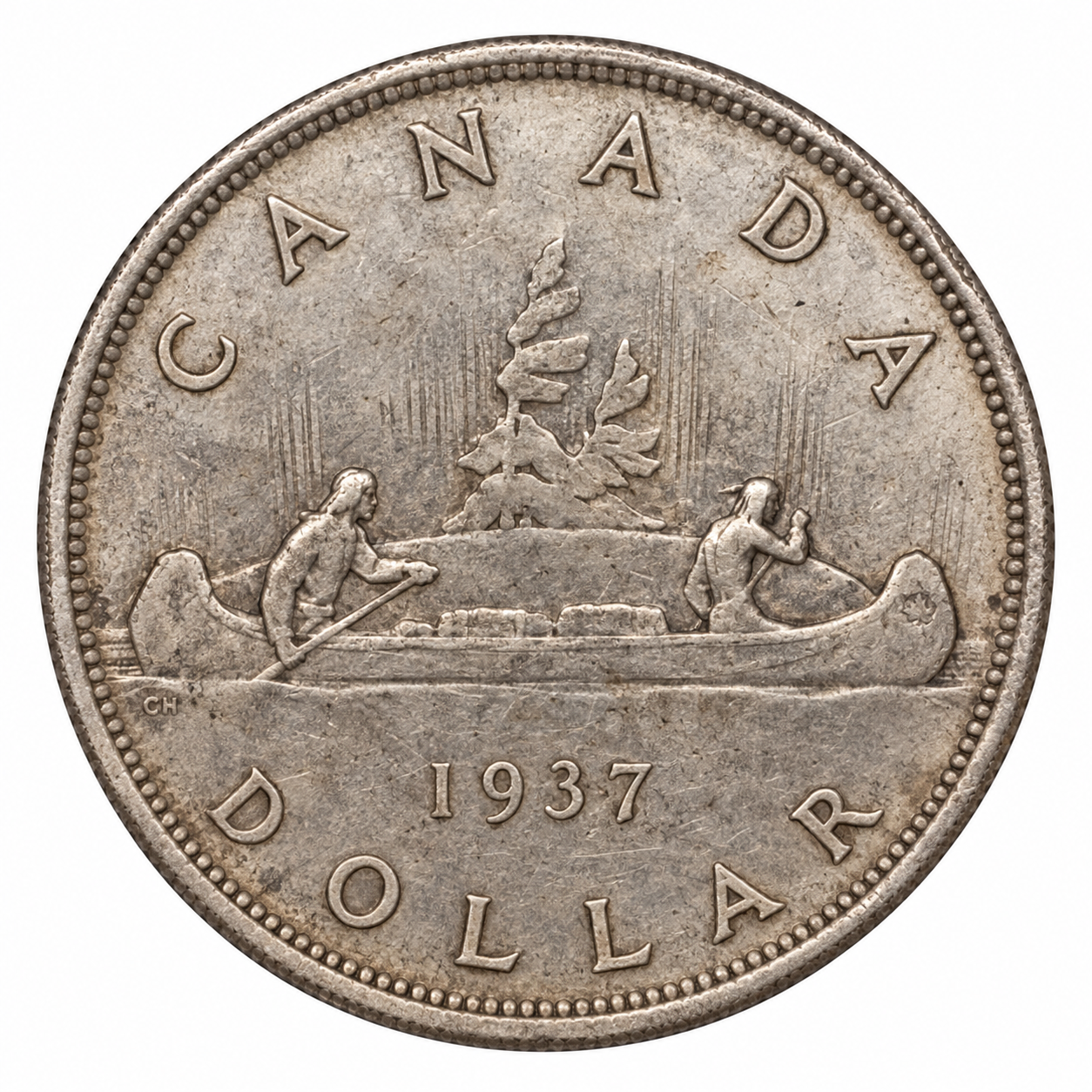 1937 Canada Silver Dollar $1 King George VI Voyageur 80% Silver VF