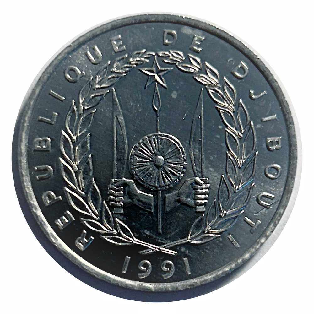 1991 Djibouti 5 Francs  Aluminum Coin Giant Eland UNC