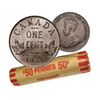 1934 Canadian 1-Cent Small Penny Coin Roll VG (50 Coins)