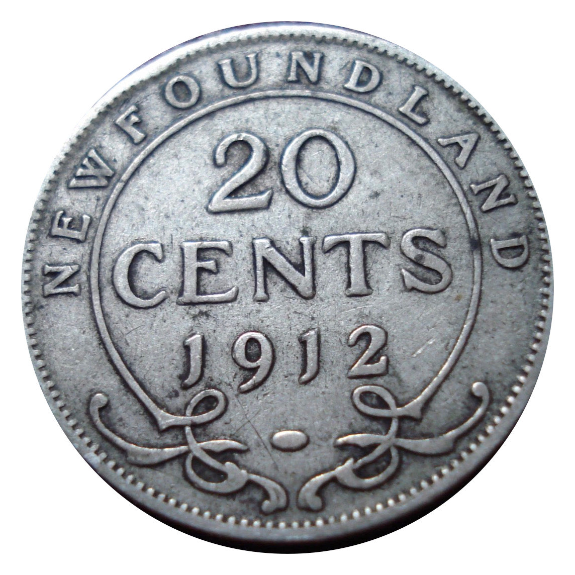 1912 Newfoundland 20 Cents Silver  Coin VG