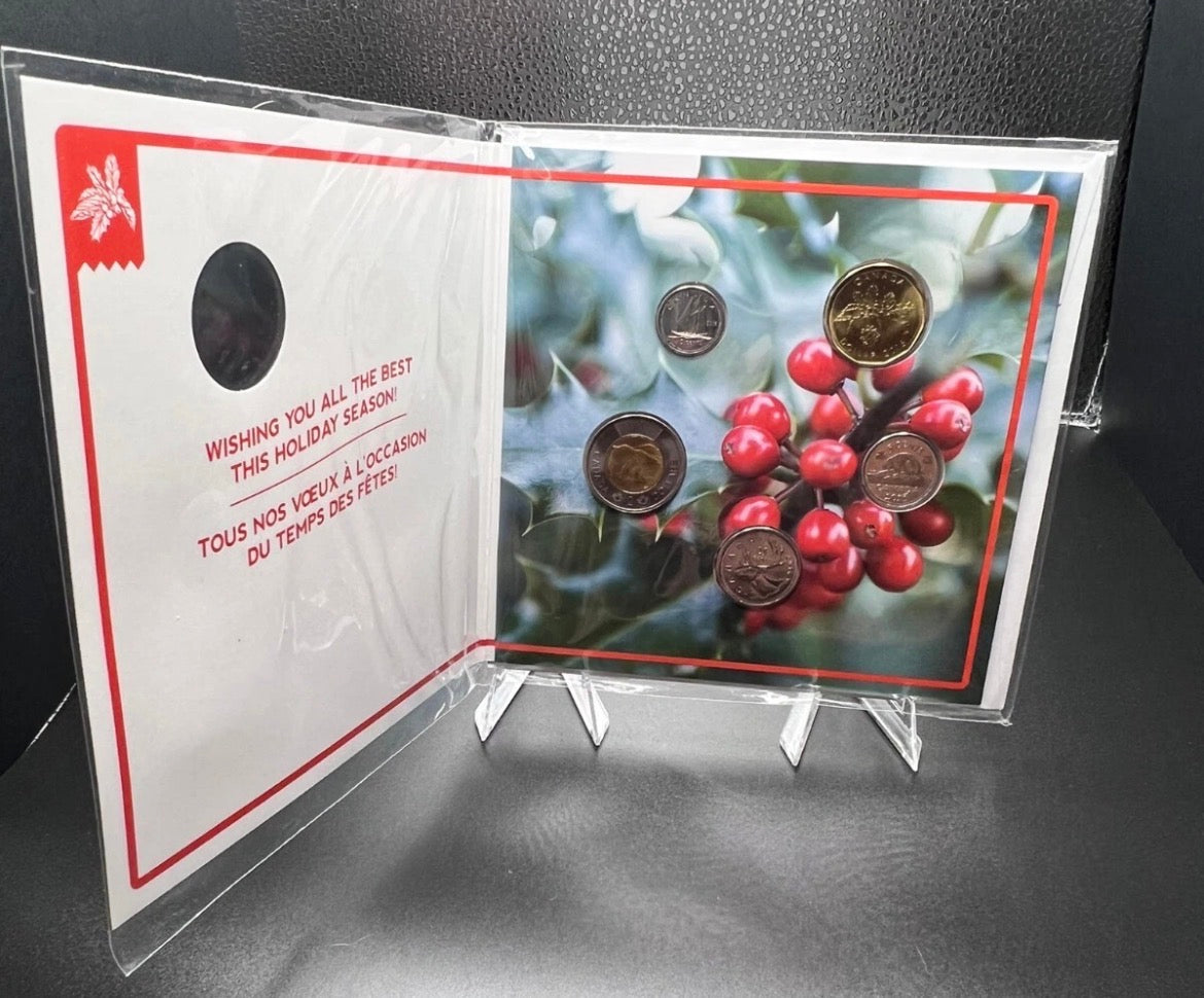 2016 Canada Base 5 Coins Metal Set Peace and Joy incl. $1 Holly Leaves and Pine Cone