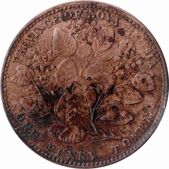1856 Nova Scotia 1 Penny Trade Token EF