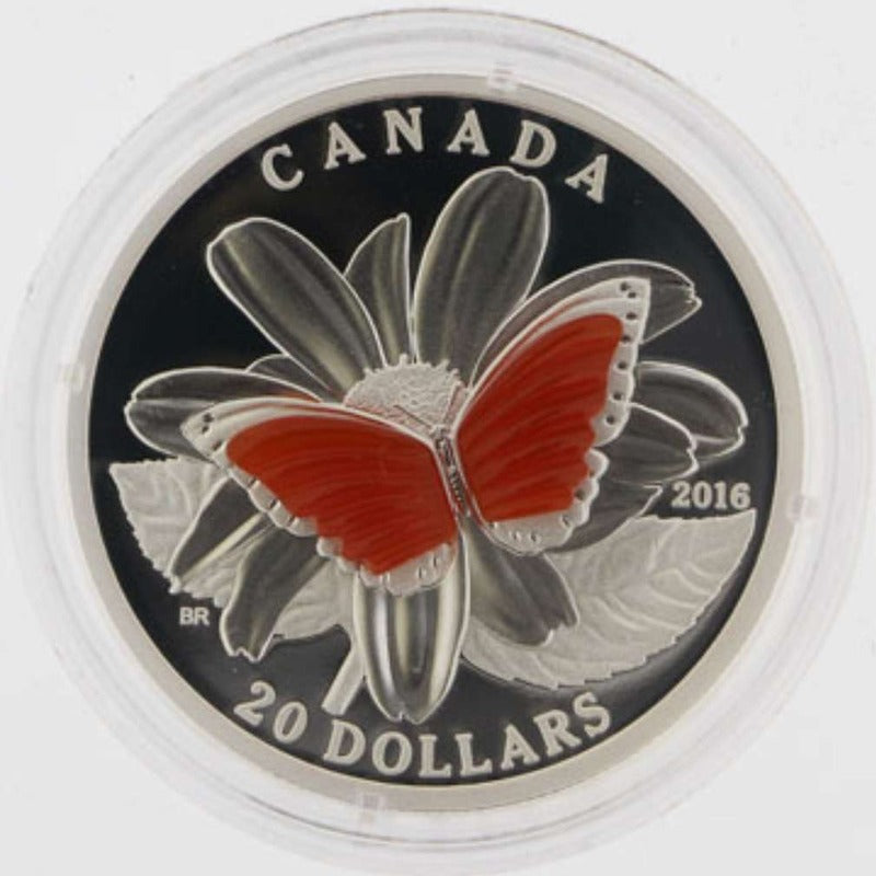 2016 Canada $20 Colourful Wings of a Butterfly Agate Silver Coin