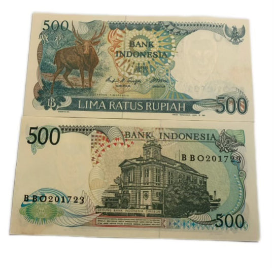 1992 Indonesia 500 Rupiah Banknote Deer Animal Series UNC