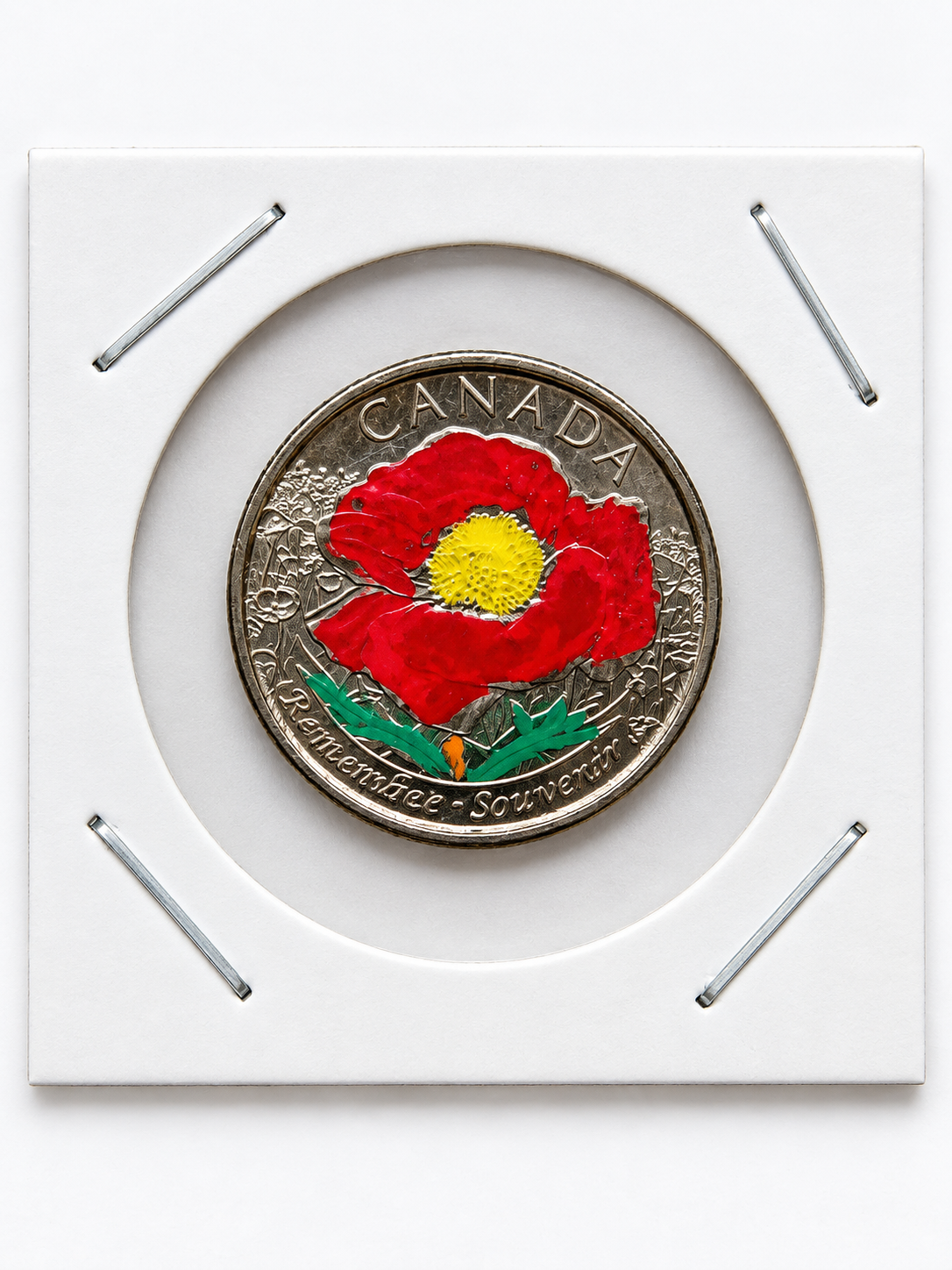 2015 Canada 25 Cent Hand  Colored Poppy Remembrance Coin