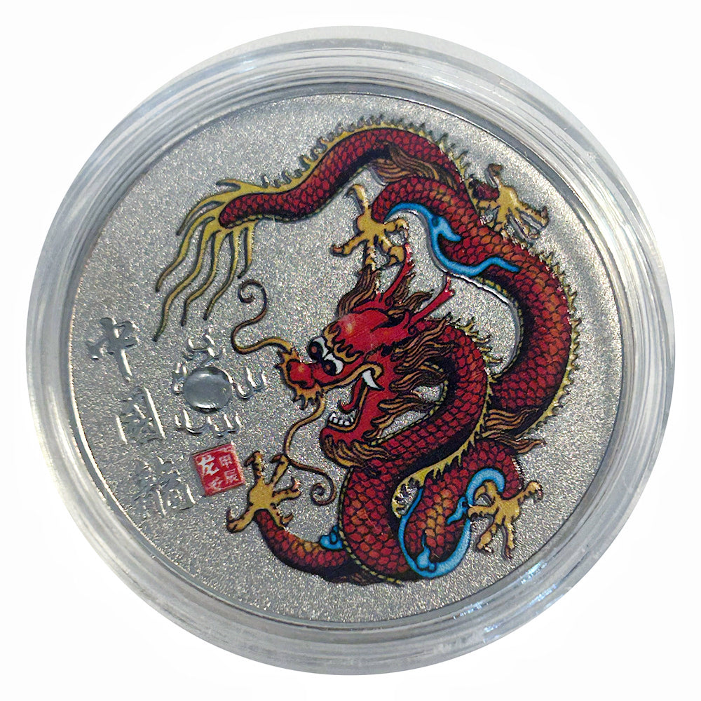 Lucky Craft Colored Coin Fortune Dragon  Feng Shui Medal in Capsule