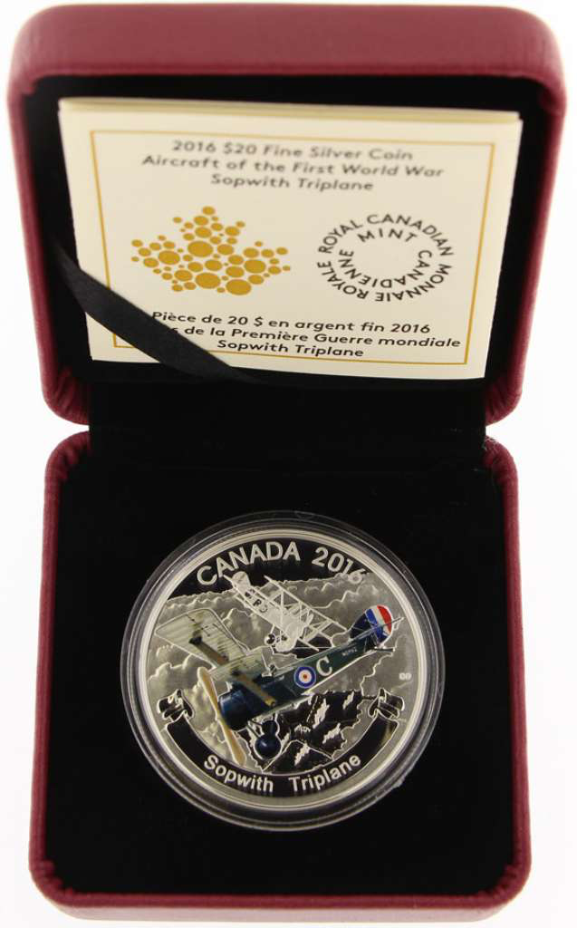 2016 Canada Silver  $20 Aircraft of First World War: Sopwith Triplane 1.023oz