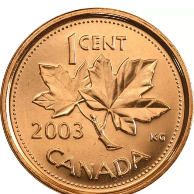 2003 p Canada One Cent Copper Penny Crowned BU