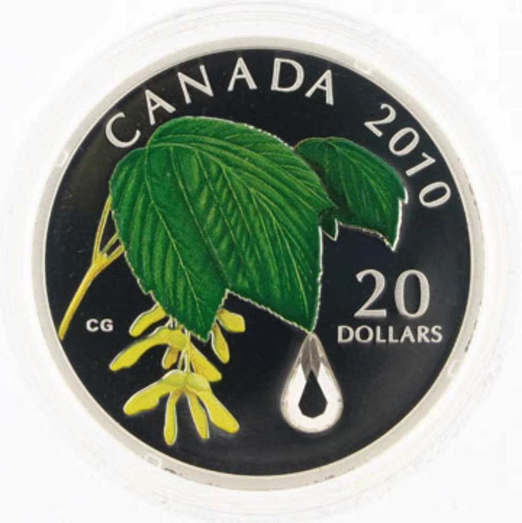 2010 Canada Silver  $20 Maple Leaf Crystal Raindrop PF 1.009oz, .9999