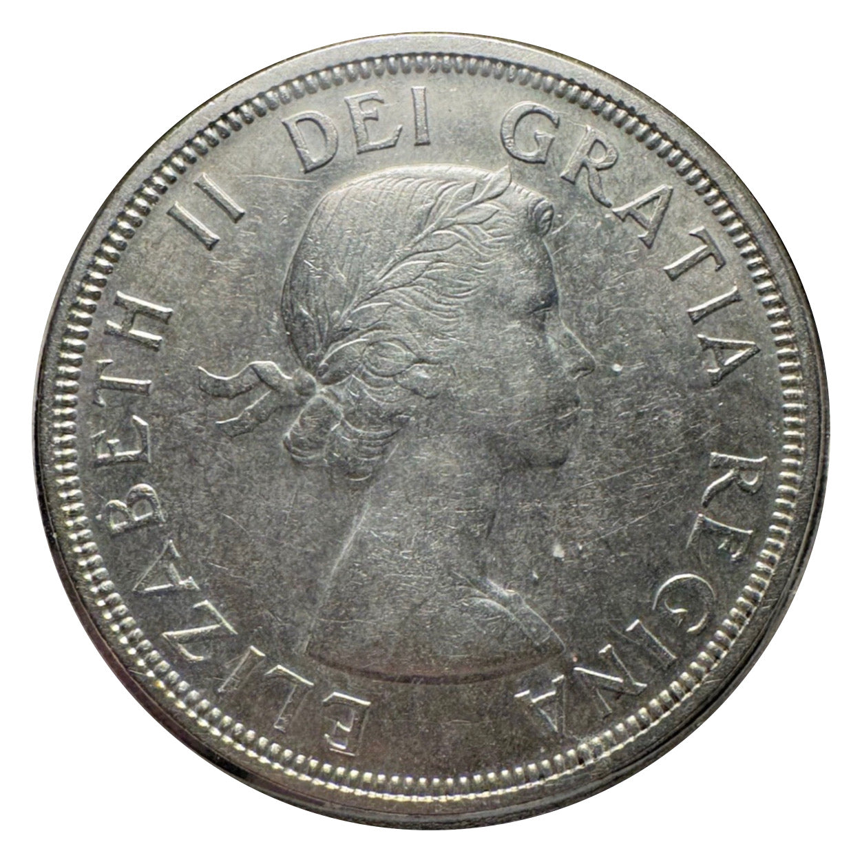 1955 Canadian Silver Dollar Coin Arnprior With Die Break EF