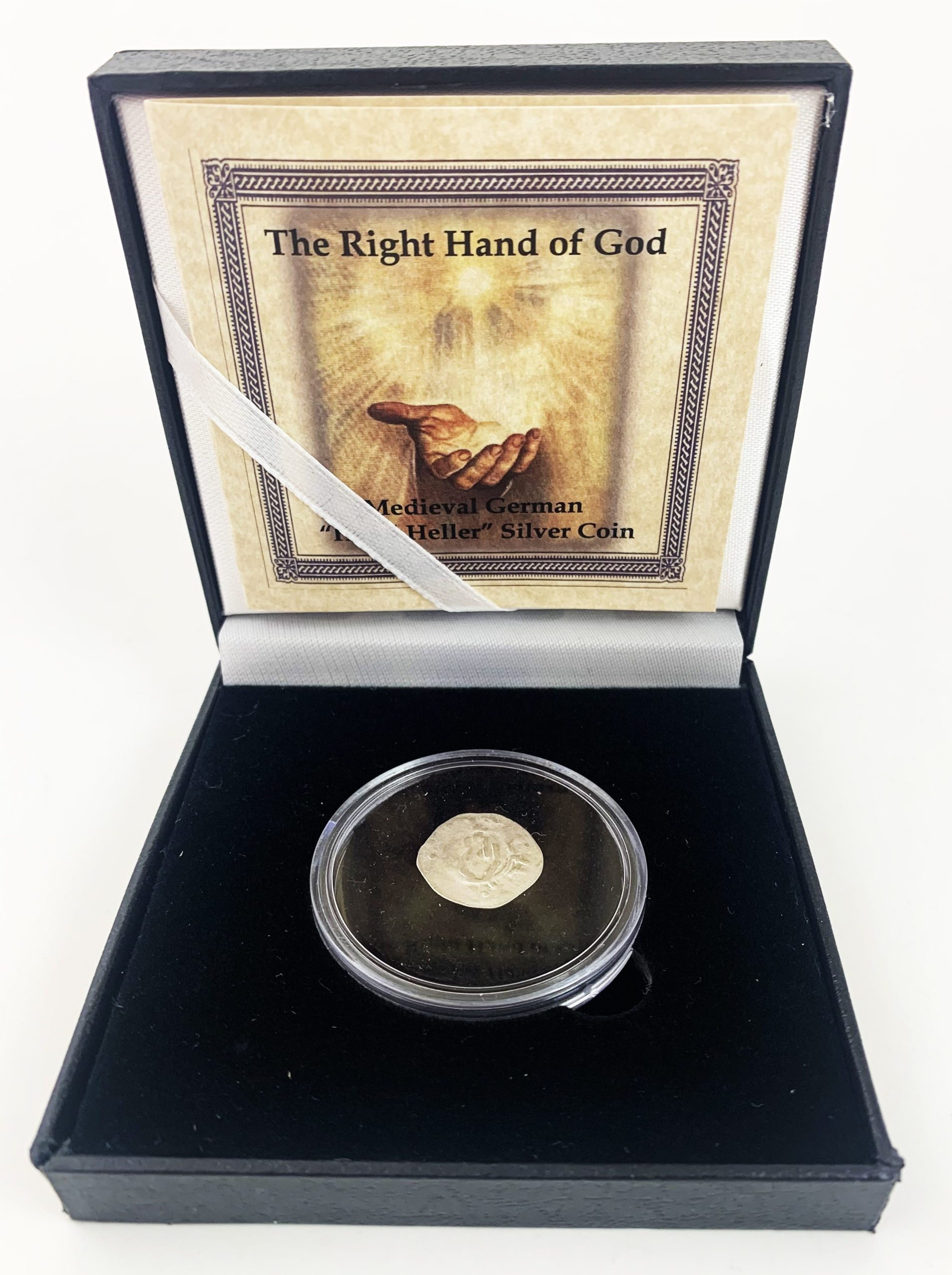 Medieval Germany Silver Hand Heller Coin Hand of God Historic Coin Boxed