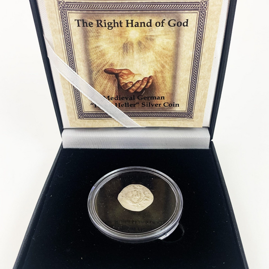 Medieval Germany Silver Hand Heller Coin Hand of God Historic Coin Boxed