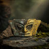 Mystic Bronze Mask Fridge Magnet – Vintage Tribal Wall & Refrigerator Decor, Collectible Resin Art