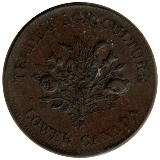 1836 Lower Canada Trade Token CH LC3A1 Breton 714 ICCS AU50 Colonial Token