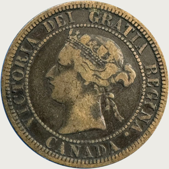 1881 H Queen Victoria large one cent Penny Coin VG