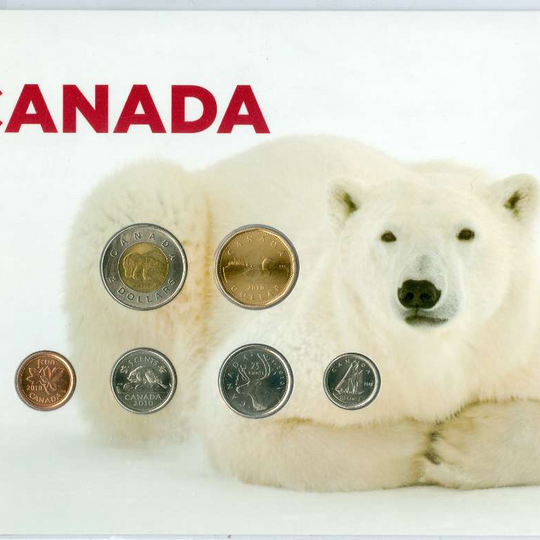 Canada Base Metal 2010 Card Polar Bear Collector Card to hold Standard 6 coins