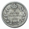 1909 Canadian Silver 5 Cents Edward VII Round Leaf Plain Cross  Coin VG