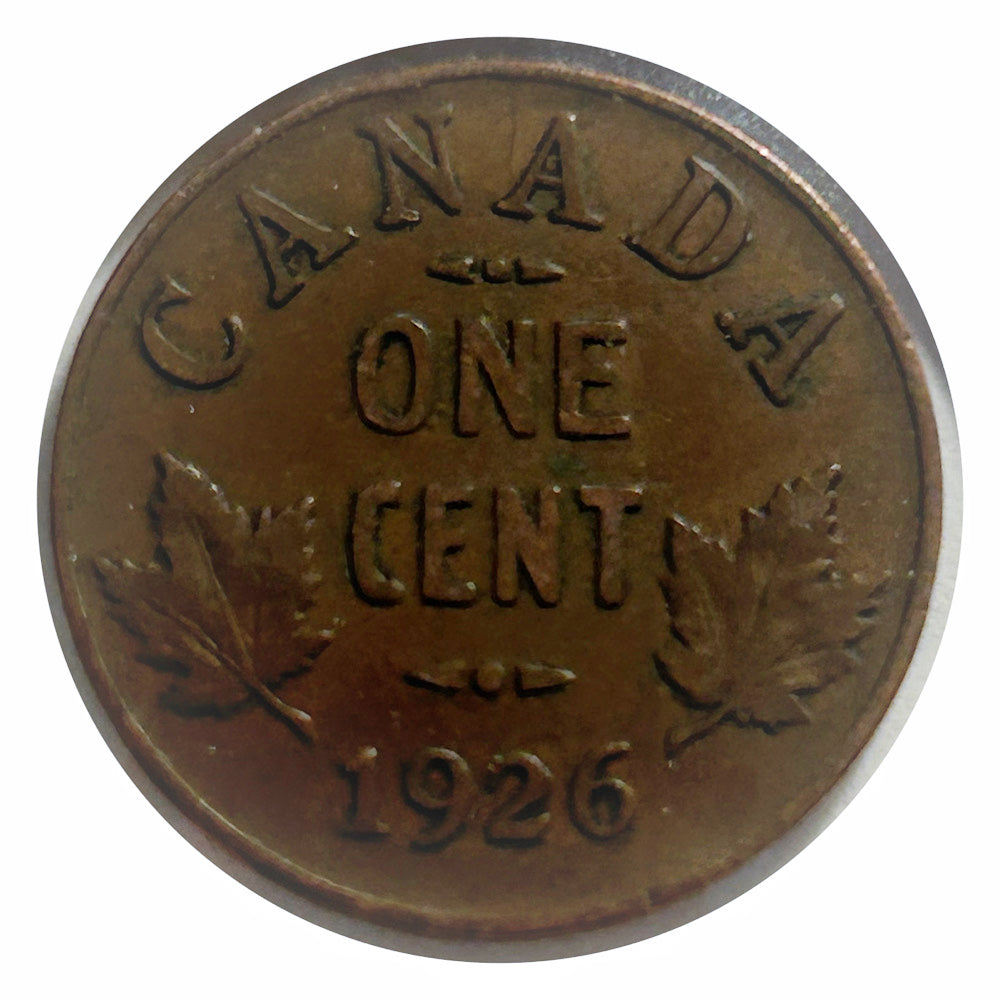 Canada 1 Cent 1926 George V Canadian Penny Copper Coin petit cent Faible tirage date clé