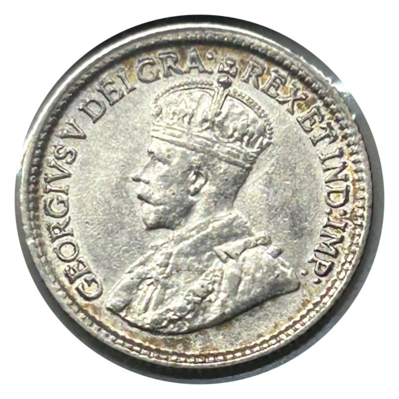 1914 Canada Silver Small 5 Cent Coin VF