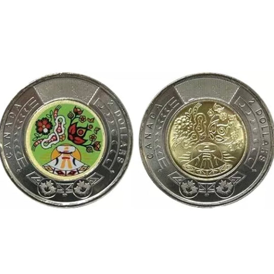 2023 Canada $2 National Indigenous Peoples Day Colorized & Plain Toonie Set!