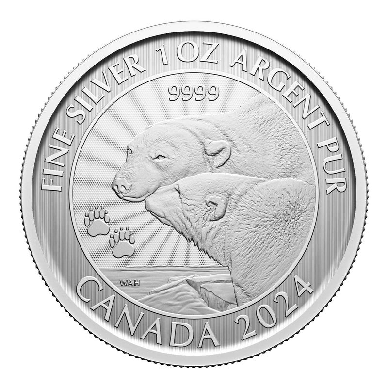 2024 Canada $5 Majestic Polar Bears First Strikes 1 oz .9999 Silver Coin