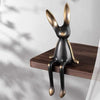 Luxury Brass Rabbit Shelf Decor Set – Modern Nordic Sitting Bunny Figurines for Living Room Office & Entryway