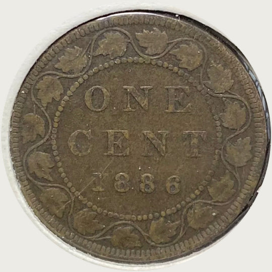 1886 Canadian  Queen Victoria large Penny Coin VG