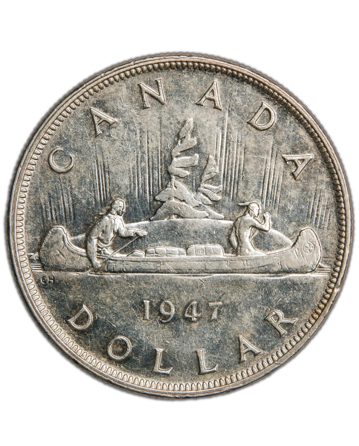 1947 Canada Blunt 7 $1 Silver Dollar Coin VF