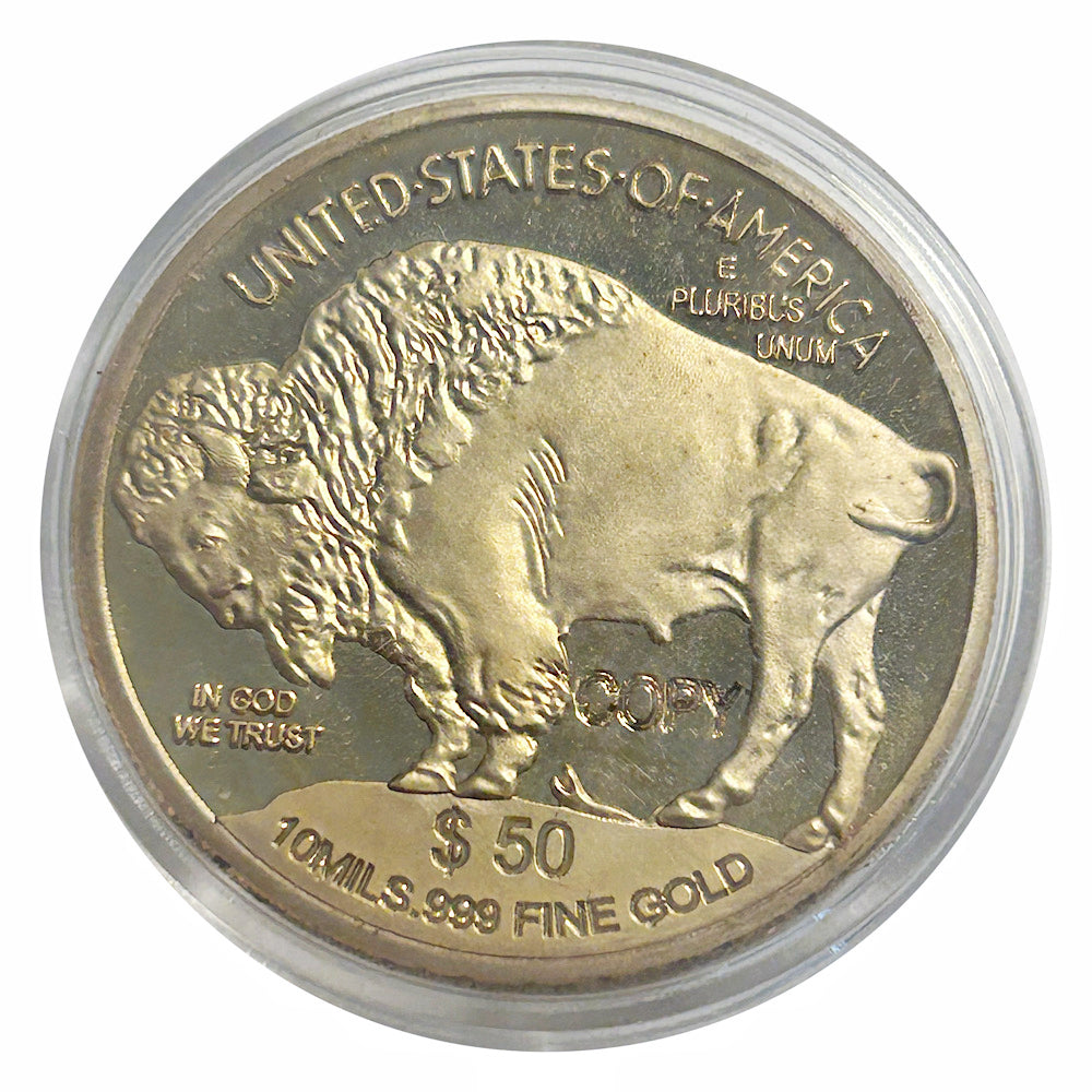 Lucky Craft Coin Buffalo Gold Plated Fantasy Medal in Capsule