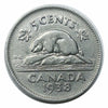 Canada 1938 5 Cents Nickel King George VI Canadian Coin VF faible tirage