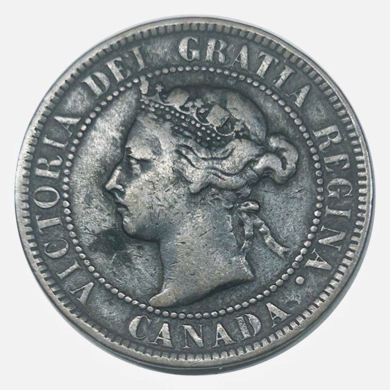 1897 Canada  Victoria Queen Large Penny Coin VG