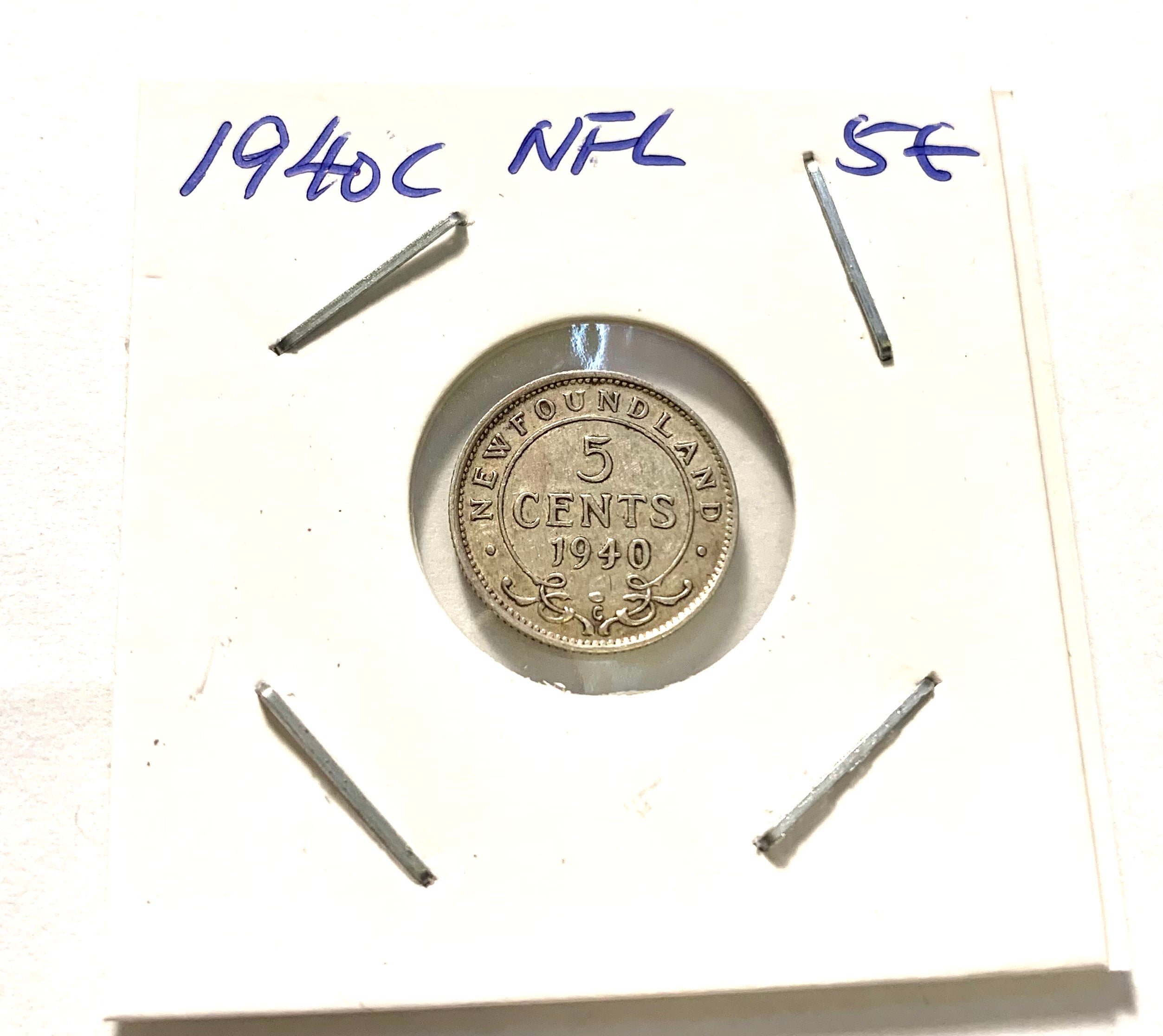 1940 C Newfoundland 5 cent  silver Coin Low mintage