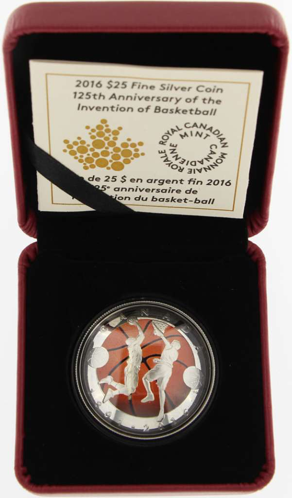 2016 Canada Silver  $25 Invention of Basketball 125th Anniv