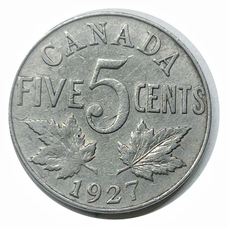 1927 Kanadische 5-Cent-Beaver-Nickel-Münze (Umlauf) VF