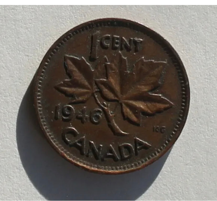 1946 1 Cent Canadian Penny Circulated Very Fine Condition