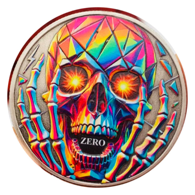 Lucky Coin Rainbow Skull   Gift Colored in Protective Plastic Capsule