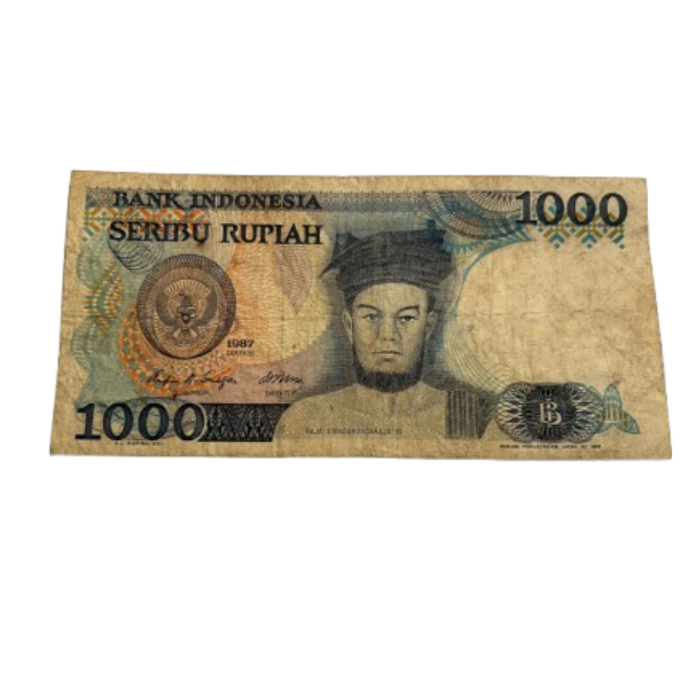 1987 Indonesia 1000 Rupiah Banknote VG Condition